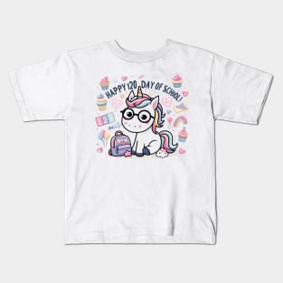 Happy 120th Day Of School Cute Unicorn kids 120 Days Smarter Kids T-Shirt